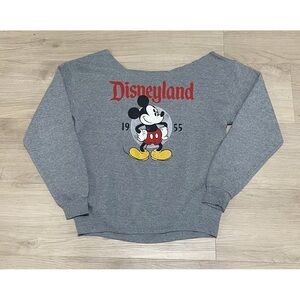 Disneyland Mickey Mouse Pullover Sweater Neck Cutoff Off The Shoulder